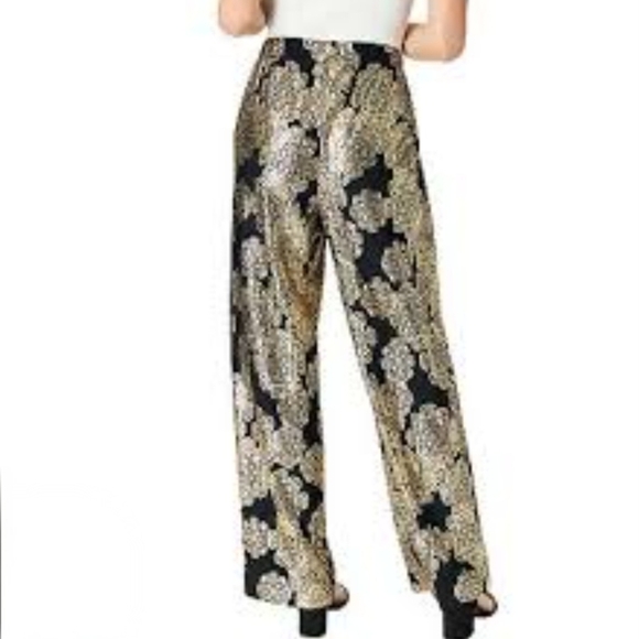 Roaman's Black and Gold Wide Leg Pants - Picture 2 of 5